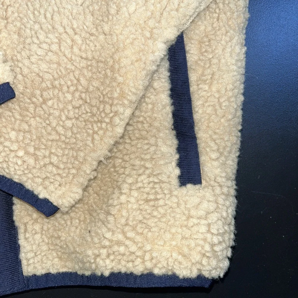 Vineyard Vines M Medium Boys SuperShep Fleece Jacket Beige Tan Sherpa Full Zip